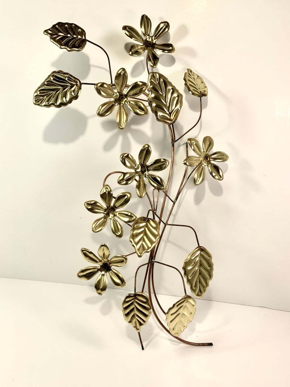 Brass and copper Wire wall flowers and leaves decor vintage